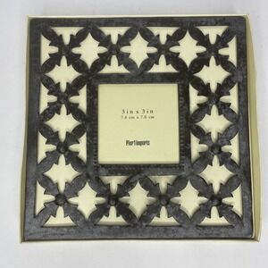 PIER 1 IMPORTS Metal Floral Scroll Square Picture Frame 3x3 Black NEW Boho